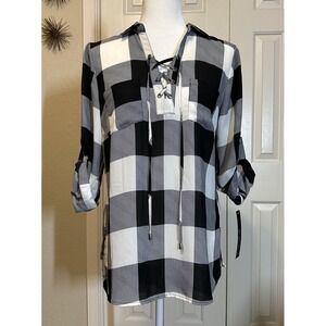 My Michelle Blouse‎ Checker Ivory and Black  Medium